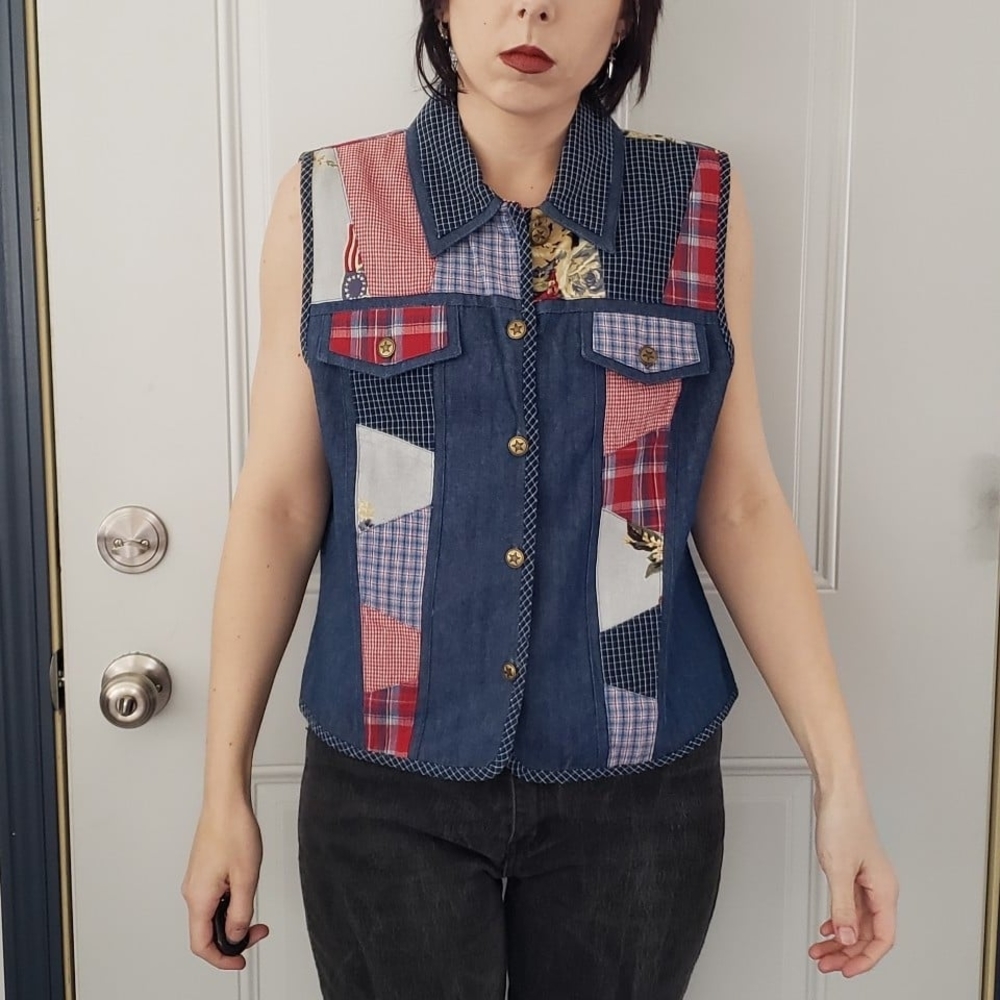 Quilted Denim Vest
